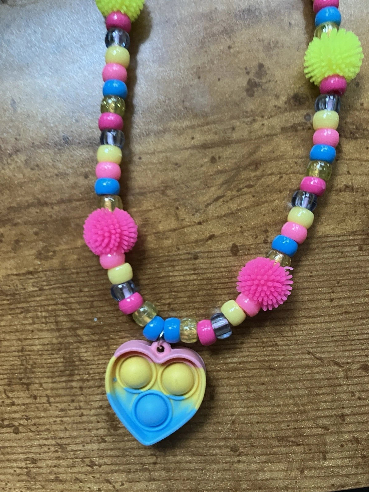 Fidget Jewelry Blue Yellow Pink Popper Necklace ADHD Kids Boutique Jewelry